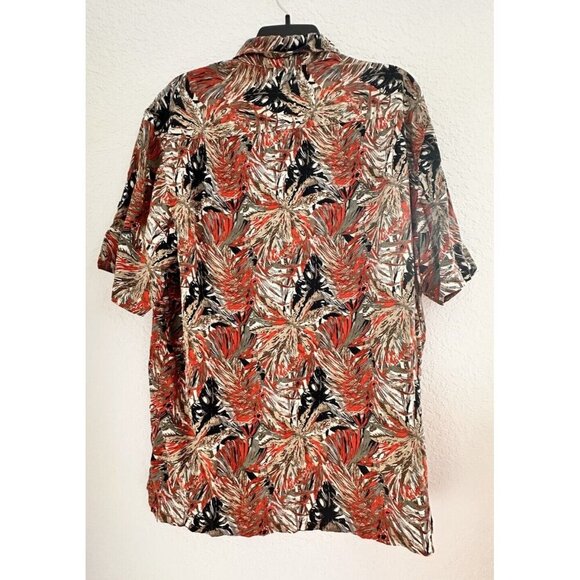 AXIS‎ LA Button Up Shirt Mens XL Red Black 100% Silk Hawaiian Style Floral Print - Picture 3 of 7